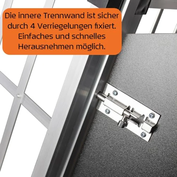 Petigi Hundebox Hundetransportbox Auto Alu 89 x 69 x 50 cm Aluminium Kofferraum Transport Box für Hund Dog Autobox Haustier Käfig – Bild 5