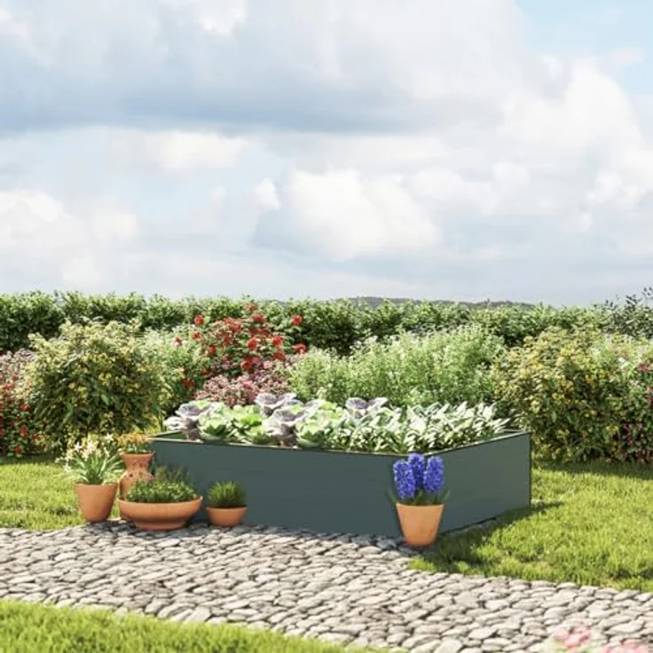 GFP HALFSIZE Aluminium Hochbeet - Platzsparendes & Stabiles Gartenbeet in Anthrazit - Ideales halbhohes Modell für Familien-Gartenspaß – Bild 2