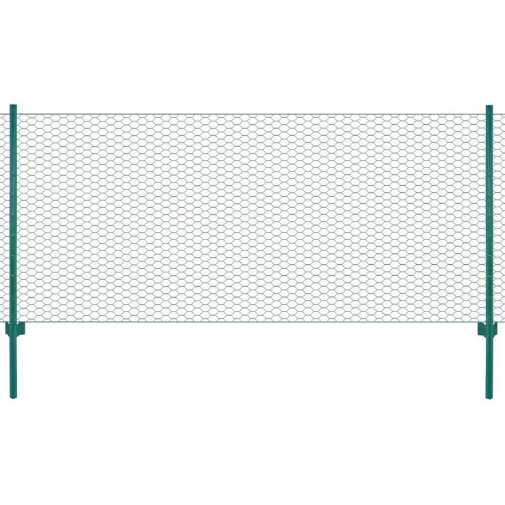 Prolenta Maison Exclusive Maschendrahtzaun 25 x 0,75 m, grüner Zaun aus pulverbeschichtetem Stahl mit 11 Pfosten