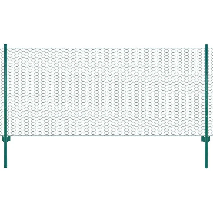 Prolenta Maison Exclusive Maschendrahtzaun 25 x 0,75 m, grüner Zaun aus pulverbeschichtetem Stahl mit 11 Pfosten