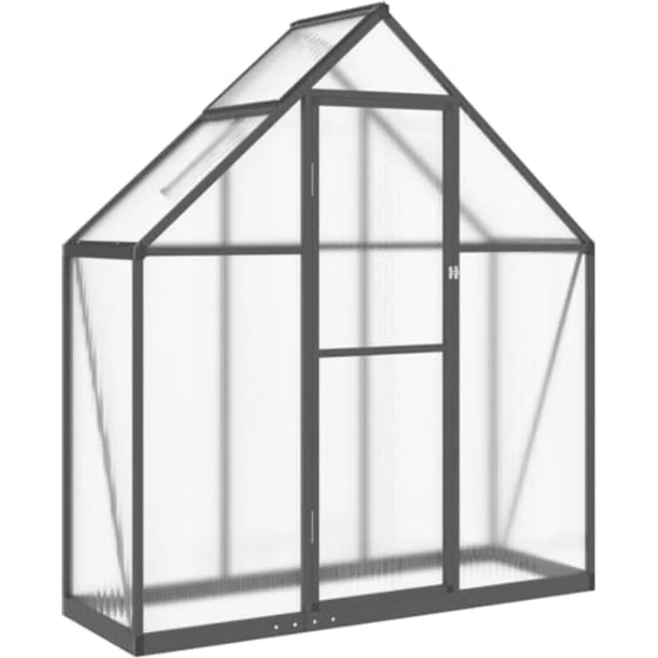 vidaXL Gewächshaus mit Fundamentrahmen Anthrazit 169x58x195 cm Alu, UV-beständige Polycarbonat-Platten, langlebig und wetterfest – Bild 1