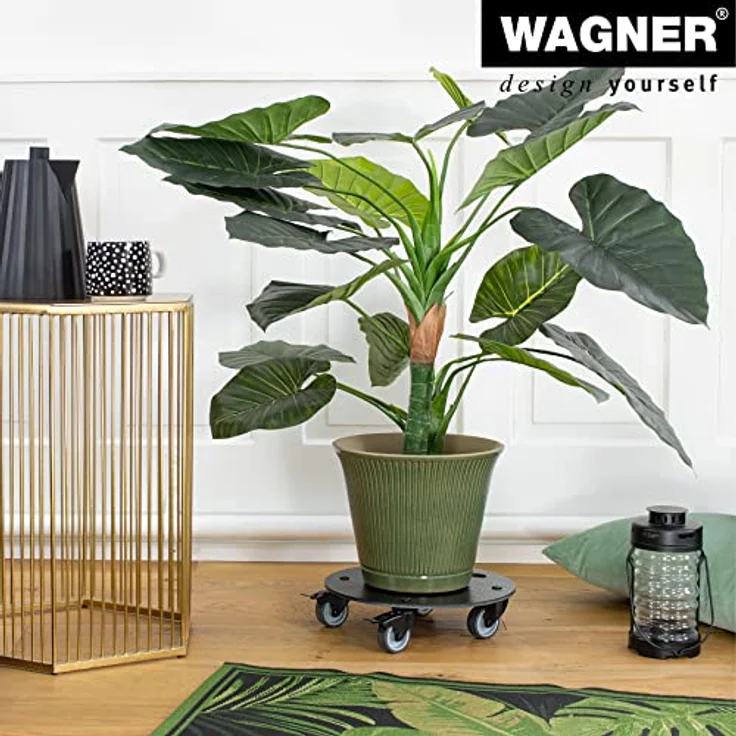 WAGNER Pflanzenroller HPL Deluxe Black Ø 29 x 7,5 cm, Kübelroller mit 2 Total-Feststellern, Tragkraft 100 kg, für Innen- und Außenbereich, Made in DE – Bild 2