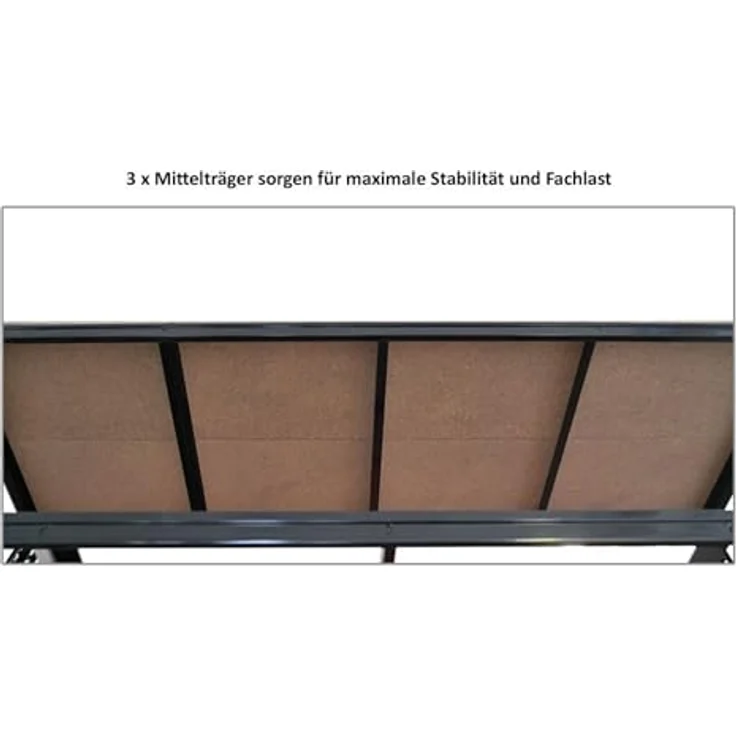 Proregal Schwerlastregal BISON, Traglast 600 kg pro Boden, 4 Fachböden, 200 x 200 x 60 cm, schwarz – Bild 5