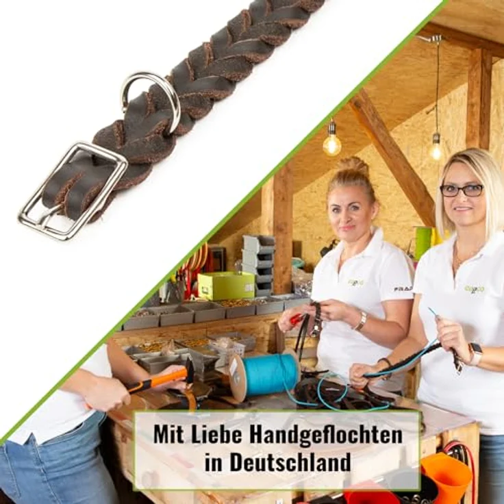 CopcoPet Hundehalsband aus Fettleder, geflochtenes Lederhalsband 25–29 cm x 15mm in Grau, verchromt mit Dornschließe, robust & verstellbar, ideal für kleine Hunde im Alltag & Training – Bild 4