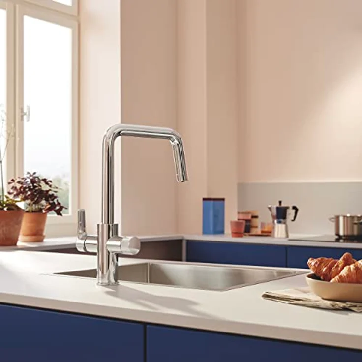 Grohe Blue Pure Start Starter Set, Küchenarmatur mit Mini Aktivkohlefilter und separatem Griff für gefiltertes Wasser - Chrom – Bild 6
