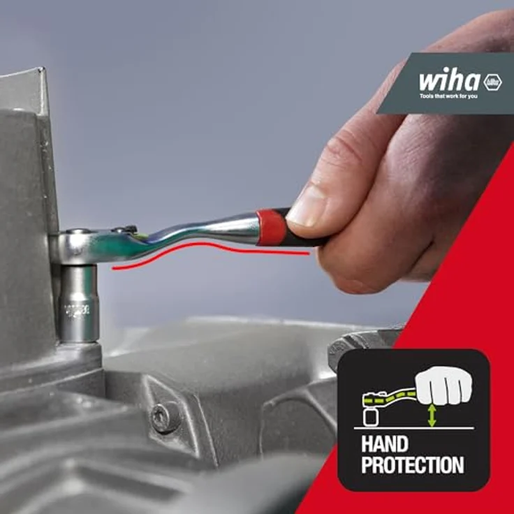 Wiha Umschaltknarre mit Druckknopf und Kugelsicherung I Feinverzahnt mit 72 Zähnen I 1/2" I Feinzahn-Umschaltknarre (45627) – Bild 3