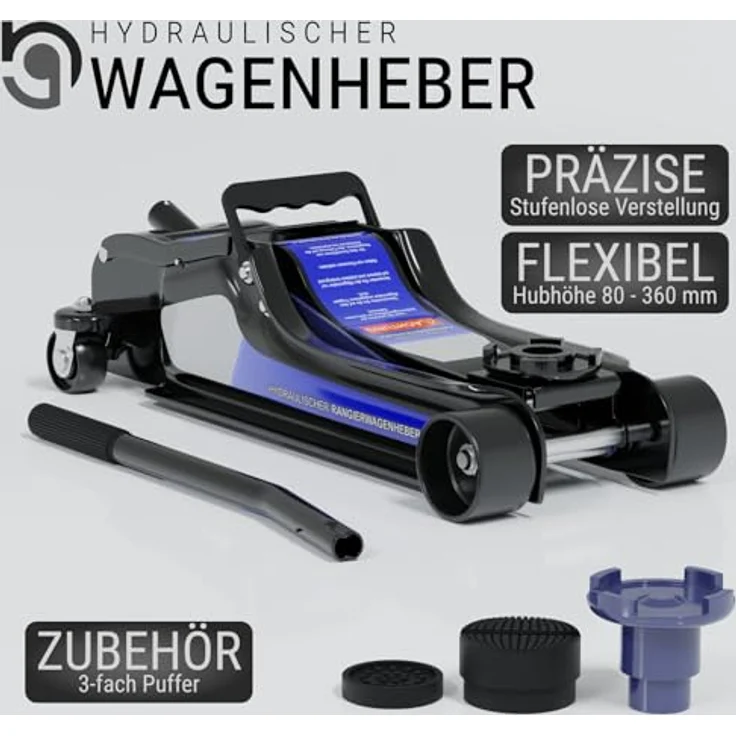 HAGO Hydraulischer Wagenheber 2,5T Rangierwagenheber KFZ Gummiauflage 360° Rollen tragbar – Bild 5