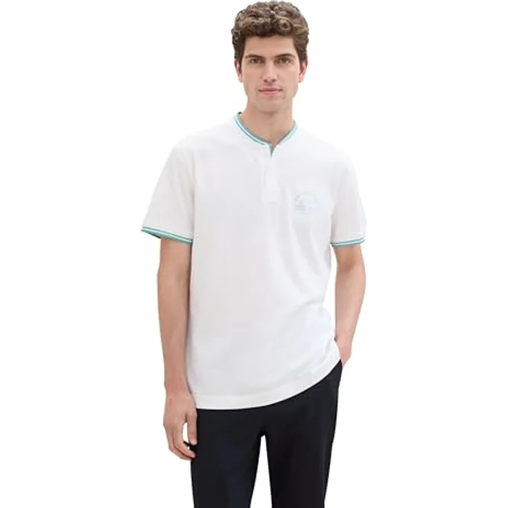 TOM TAILOR Poloshirt mit Print, taillenbedeckend und elastisch