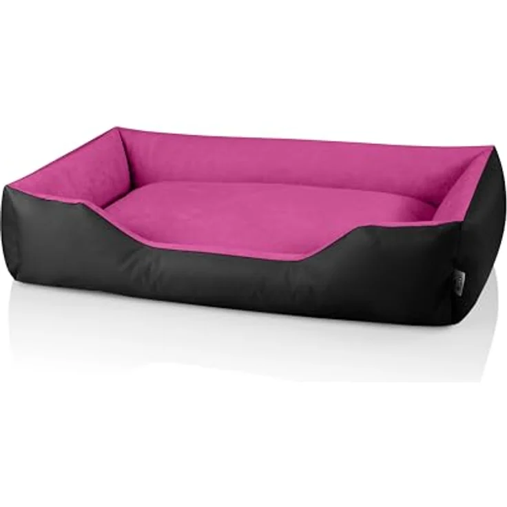BedDog Hundebett LUPI, Hundekissen mit abziehbaren waschbaren Bezug, Hundekorb, Hundesofa, für große Hunde, XXXL, schwarz-pink – Bild 2