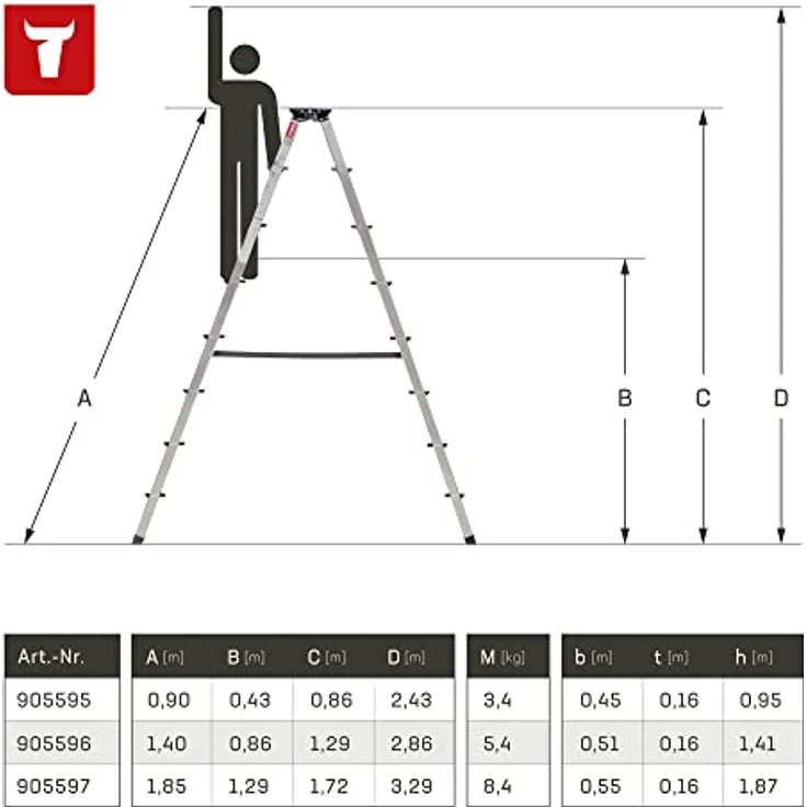 STIER Stufen Stehleiter 2x6 Stufen beidseitig begehbar – Bild 3