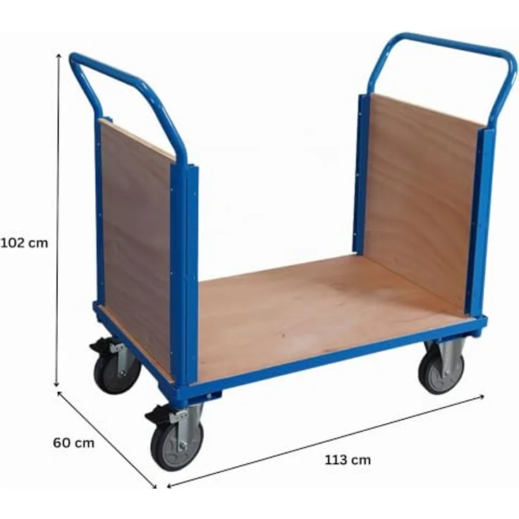 PROREGAL® Transportwagen Plattformwagen mit abnehmbaren Holzwänden, 102x113x60cm, Traglast 400kg, robuster Stahlrahmen, lichtblau – Bild 3