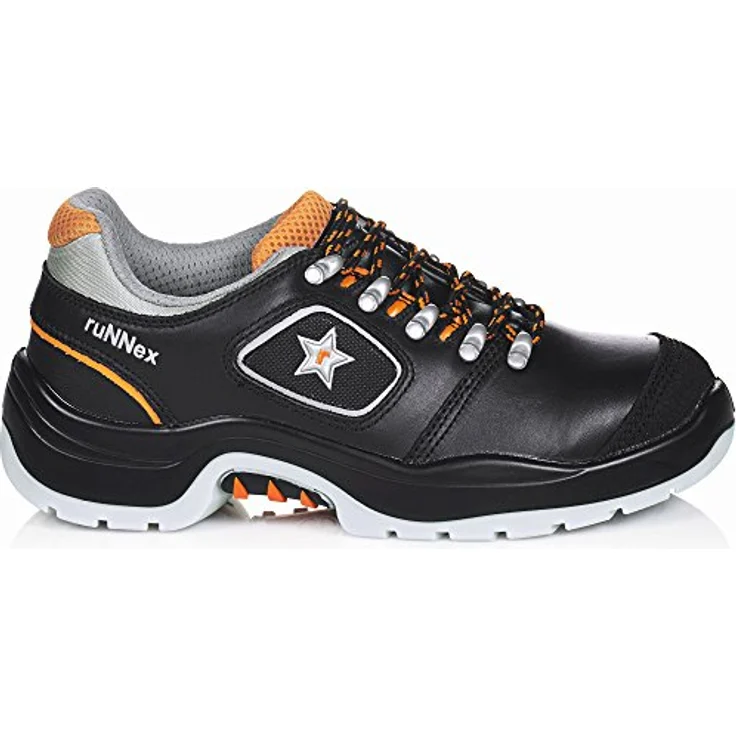 ruNNex RUNNEX® S3-Sicherheitshalbschuhe TeamStar, hydrophobiertes Glattleder, Aluminium-Zehenschutzkappe, SRC rutschhemmend, Schwarz – Bild 2