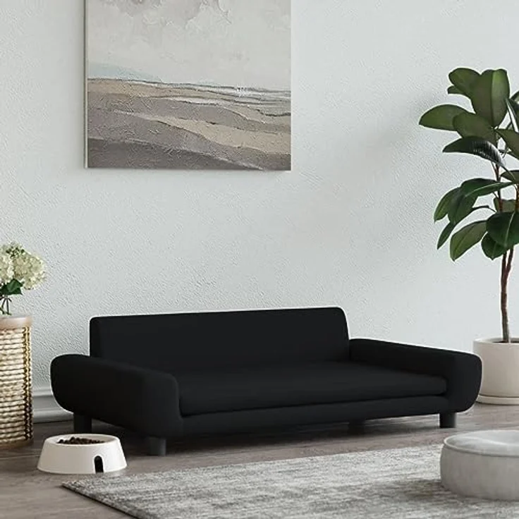 vidaXL Hundebett, Hundekissen mit weicher Polsterung, Hundesofa Hundecouch für kleine Hunde Haustiere, Haustierbett Katzenbett, Schwarz Samt – Bild 2