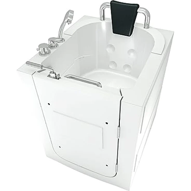 AcquaVapore S10-TH Senioren Badewanne, Sitzwanne mit Tür, schnelle Reinigung, Nackenstütze, extra tief, Edelstahlrahmen, glasfaserverstärkt – Bild 8