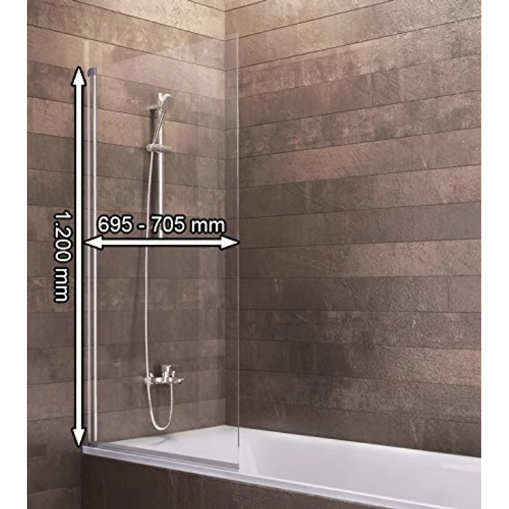 Schulte Duschwand Berlin, Badewannenfaltwand 70 x 120 cm aus 5 mm klaren Sicherheitsglas, alunatur, beidseitig schwenkbar – Bild 3