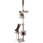 Lycce Katzenbaum Tower Kratzbaum deckenhoch Sisal Plüsch grau 230-260 cm