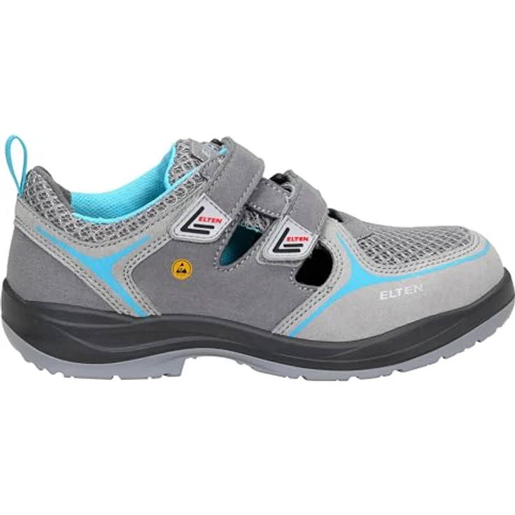 ELTEN MILA aqua Easy ESD S1 74710 Damen Sicherheitssandale, Stahlkappe, grau/türkis – Bild 2