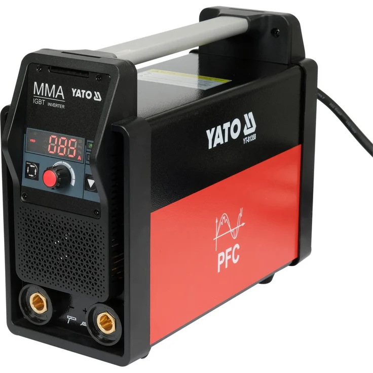 Yato Elektroschweißgerät Schweißgerät 200A Inverter MMA, Elektrodenschweißgerät, Qualität, PFC-Modul, DC-Impuls, Real Hot Start, Anti-Stick, VRD, Schwarz