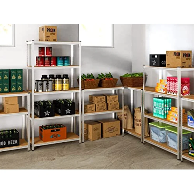 2x Monzana Schwerlastregal 170x75x30cm 350kg 5 MDF-Platten Regal Lagerregal Kellerregal Steckregal Werkstattregal – Bild 2