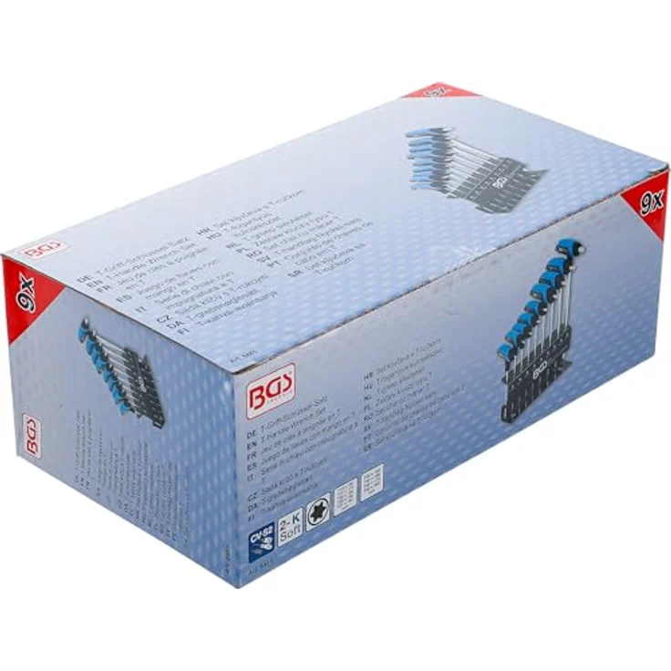 BGS T-Griff-Schlüssel-Satz, 9-teiliges Set für Torx-Schrauben T10 bis T50 mit ergonomischem Griff und Metallhalter – Bild 4