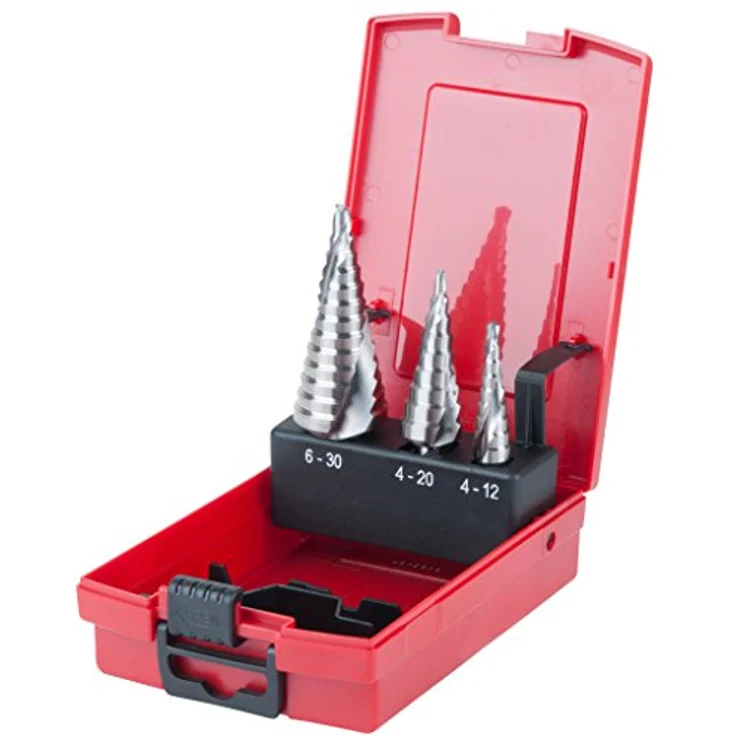 KS Tools 3302404 Stufenbohrer-Set, Metallbohrer mit Hochleistungsstahl, 118° Spitzenwinkel, spiralgenutet, 1 Stück – Bild 1