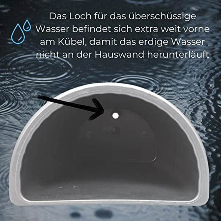 GarPet Blumentopf Wand Wandgefäß Wandampel Wandtopf Pflanztopf Halbschale Grau Außenbereich 30 x 19 x 22 cm – Bild 4