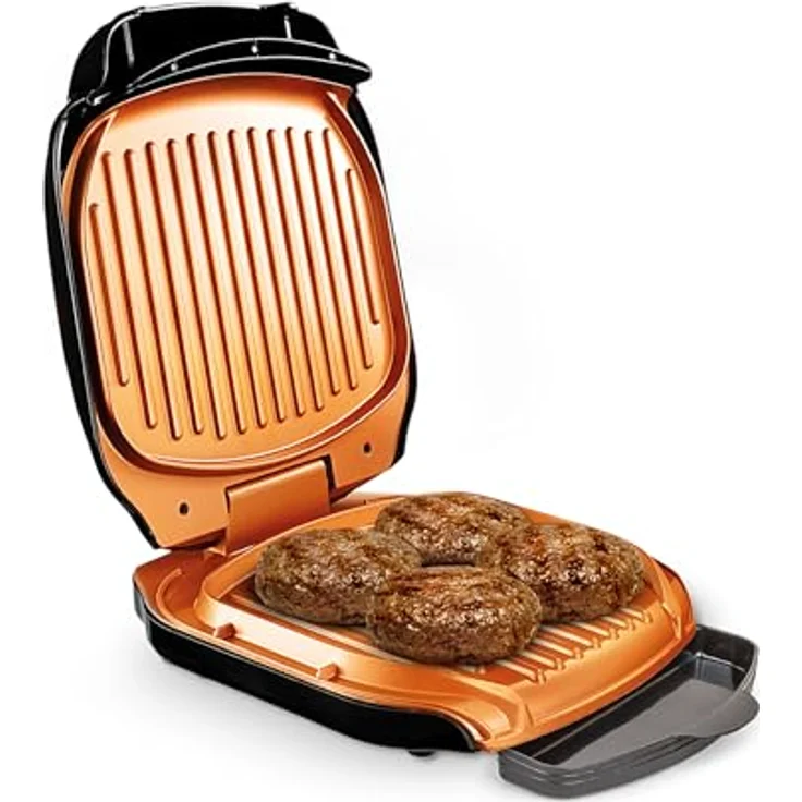 MediaShop Low Fat Elektro Grill klappbar Schwarz, Gold – Bild 1