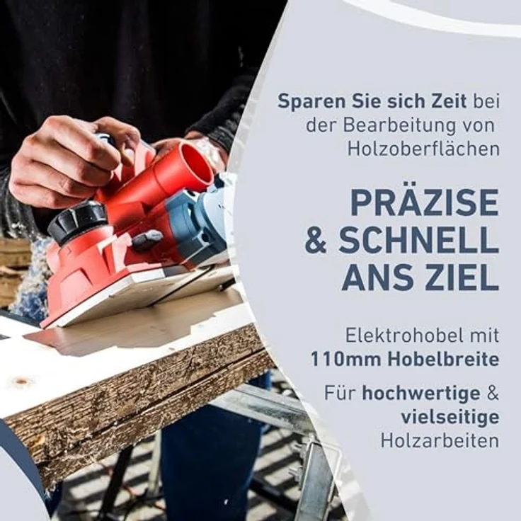 Extol Premium Elektrohobel 1000W I mit 110mm Hobelbreite & bis zu 3mm Spanntiefe, Staubfang und Stützfuß – Bild 2