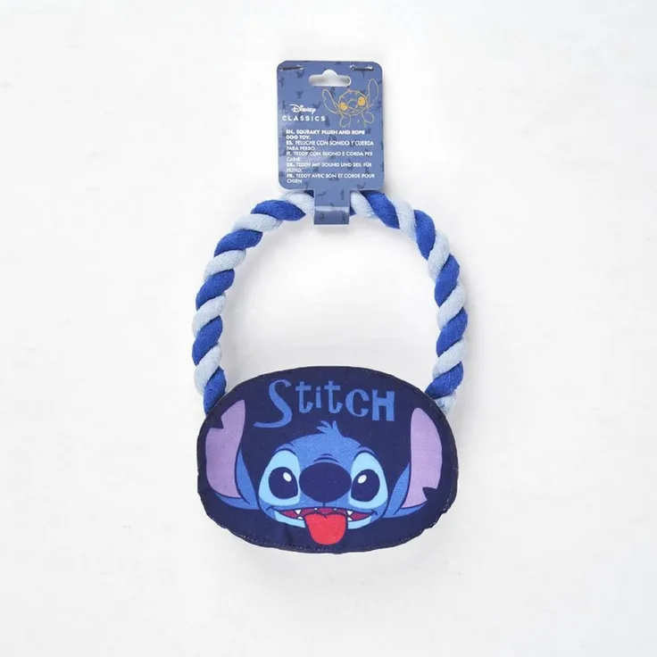Lilo & Stitch Kauspielzeug, Hundespielzeug mit Quietschplüsch und Zerrseil, 24 cm hoch, 18 cm breit