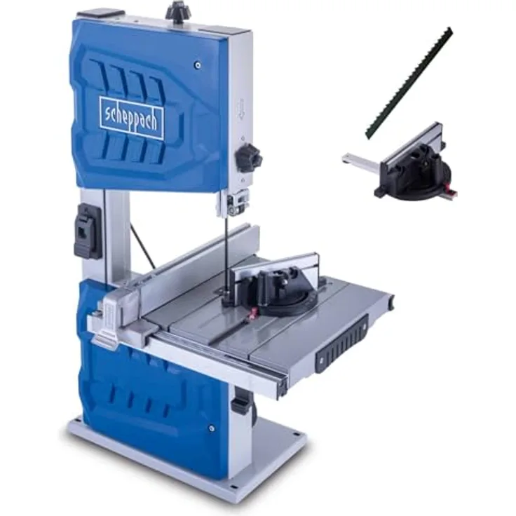 Scheppach Bandsäge HBS261 | 2 Schnittgeschwindigkeiten | Tischverstellung 0-45° | inkl. Sägeband, Parallelanschlag, Querschneidlehre und Schiebestock | Neues Modell