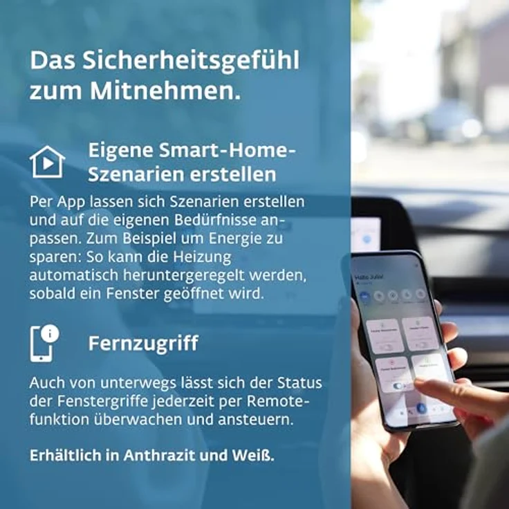 SIEGENIA smarter Fenstergriff anthrazit - Matter kompatibel, mit Fernzugriff und Statusüberwachung – Bild 3