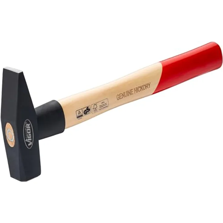 ViGOR Schlosserhammer V2662-500 500g Hickoryholzgriff, Gummi-Schlagschutz, Länge 320 mm