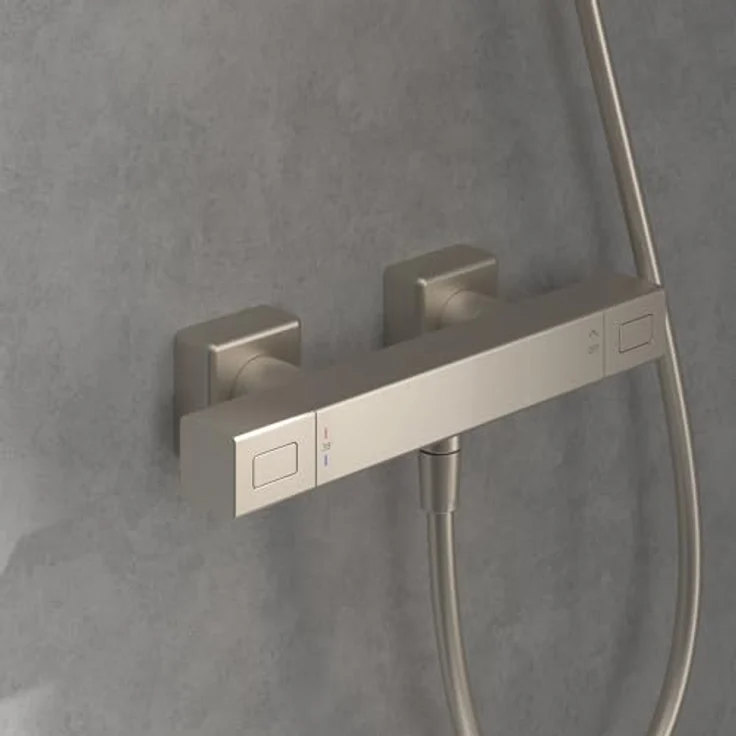 Villeroy & Boch Universal Taps & Fittings Duschthermostat, eckig, Brushed Nickel Matt, mit Verbrühschutz und Sicherheitssperre bei 38° – Bild 2