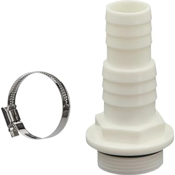 HAF ABS Schlauchtülle O-Ring 32mm 38mm x 1 1/2", inkl. Edelstahlschelle, Außengewinde, bruchfestes Material, weiß, PN2,5 für Poolfittings & Poolschlauch – Bild 7