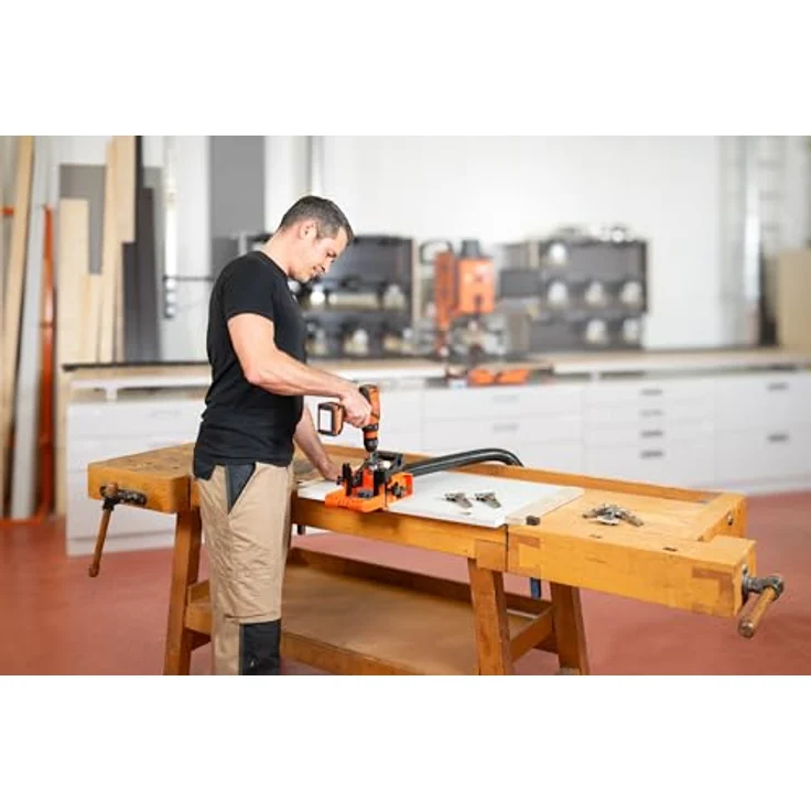 Blum ECODRILL NEU - Scharniere verarbeiten, Topfabstand einstellbar, federunterstützte Materialdickeneinstellung, integrierter Absaugstutzen, vertikal bohren – Bild 3
