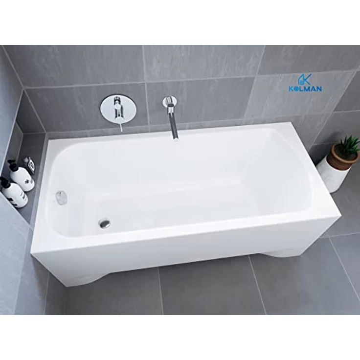 KOLMAN Badewanne CLASSIC, Rechteck 180 x 80 cm, Acryl mit Styroporverkleidung, inkl. Ablauf und Füße, rutschfest, antibakteriell, kratzfest, schneeweiß – Bild 2