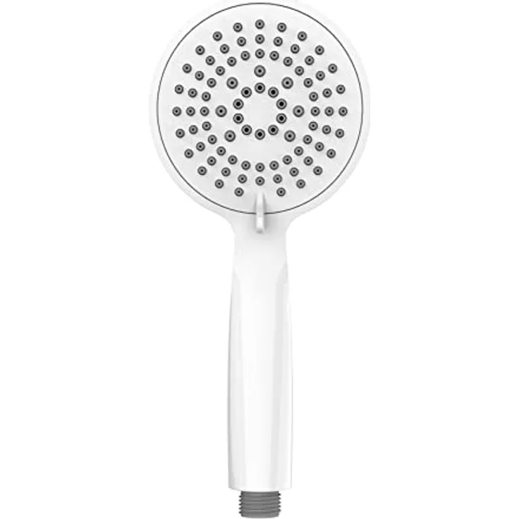 WENKO Duschkopf Young Weiß, langlebige Universal-Handbrause, trendige Duschbrause mit 5 Strahlarten, einfache Kalkreinigung, hochwertiger Kunststoff in Weiß, Ø 11 cm