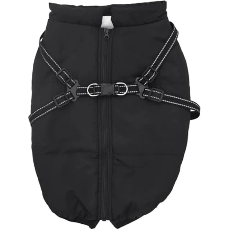 vidaXL Hundemantel mit Geschirr Wasserdicht Reflektierend Schwarz 3XL, Wasserfestes Fleece-Futter, Verstellbare Gurte, Reflektierende Streifen – Bild 4