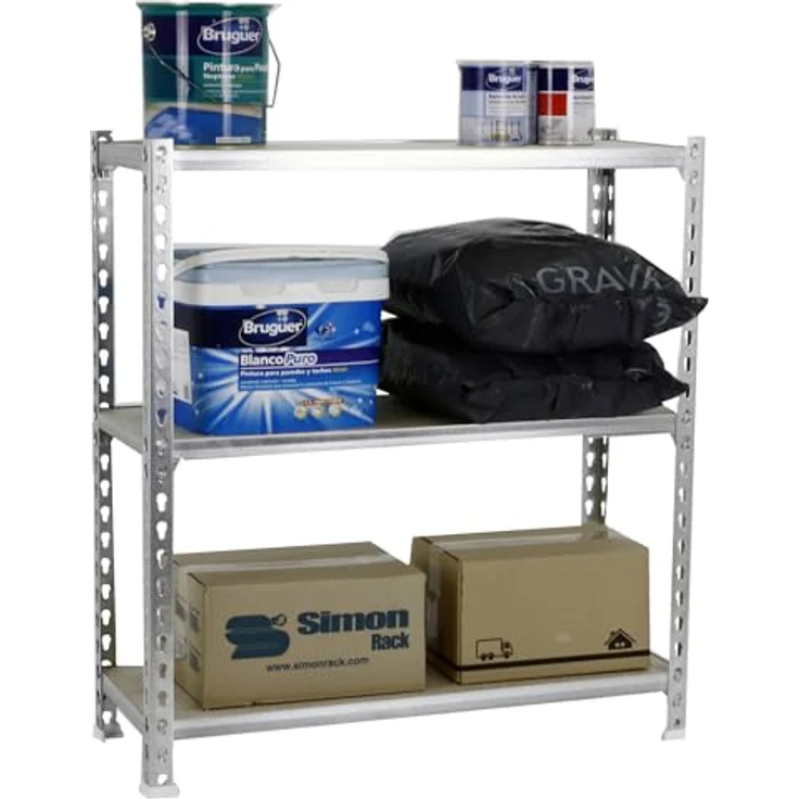 Simonrack Simonclick Metallregal Maderclick SuperPlus, 3 Böden, Traglast 200 kg pro Boden, Steckregal, Silber, H 100 x B 110 x T 30 cm – Bild 8
