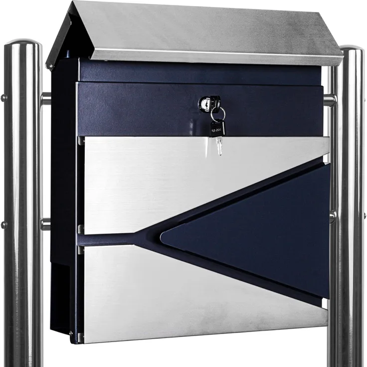 STILISTA Standbriefkasten Stahl MIX mit Edelstahl Beinen 38 x 36 x 12 cm