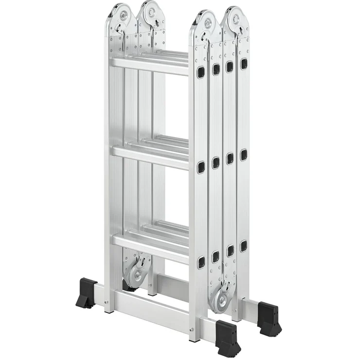 Juskys Aluminium Multifunktionsleiter 3x4 Stufen - 3,6 m Länge klappbar – Leiter 4-teilig bis 150 kg - Gelenkleiter Klappleiter Stehleiter Aluleiter – Bild 9