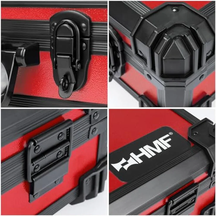 HMF Universalkoffer, Transportkoffer mit Noppen- & Rasterschaumstoff, 39 x 29 x 12 cm, rot, für Kamera und Tabletop-Miniaturen – Bild 8