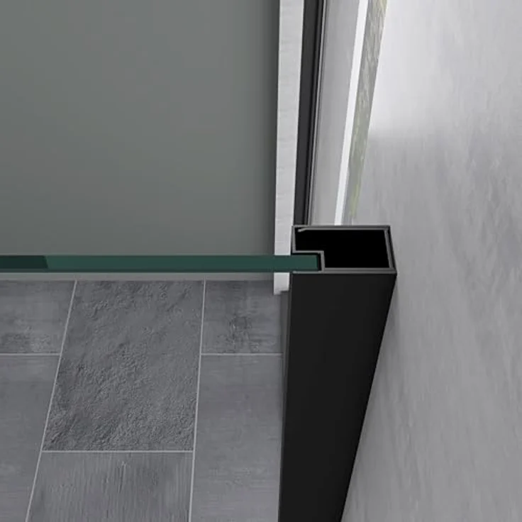 Mai & Mai Ravenna18 Duschkabine, Eck-Dusche mit 8mm Schwarz ESG-Sicherheitsglas, NANO-Versiegelung und Schiebetür, 70x120cm – Bild 3