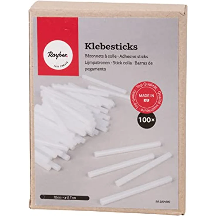 Rayher Klebesticks, Länge 100 mm, 7 mm ø, farblos, 100 Stück, für Standard-Mini-Heißklebepistolen, 33497702 – Bild 1