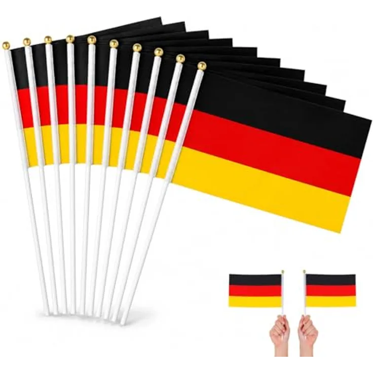 TK Gruppe Timo Klingler 24x Handfahne 40 cm, Deutschland Flagge in Schwarz-Rot-Gelb, ideal für Fußballpartys und Dekoration für WM 2026