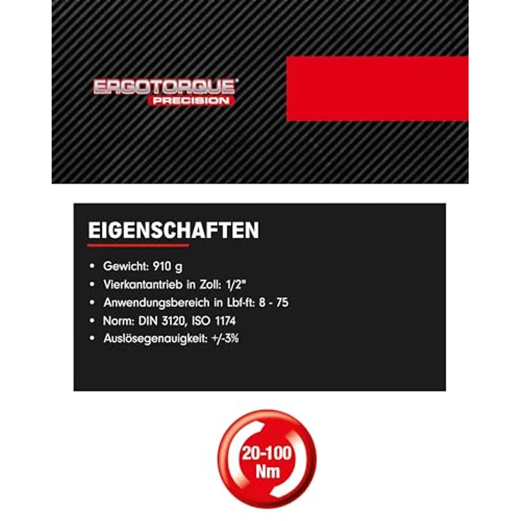 KS Tools 516.1432 1-2'' ERGOTORQUEprecision Ratschen-Drehmomentschlüssel Drehknopf, 20-100Nm – Bild 4