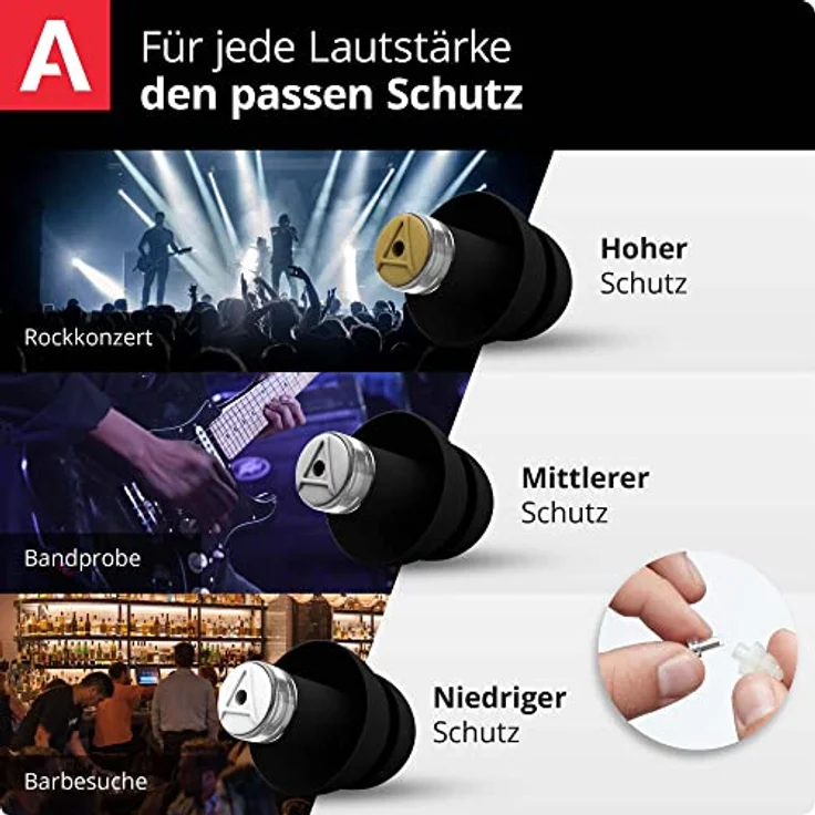 ALPINE Gehörschutzstöpsel Alpine Music Safe Pro Gehörschutz schwarz - Professioneller Gehörschutz mit drei Filtern für Musiker und Tontechniker – Bild 3