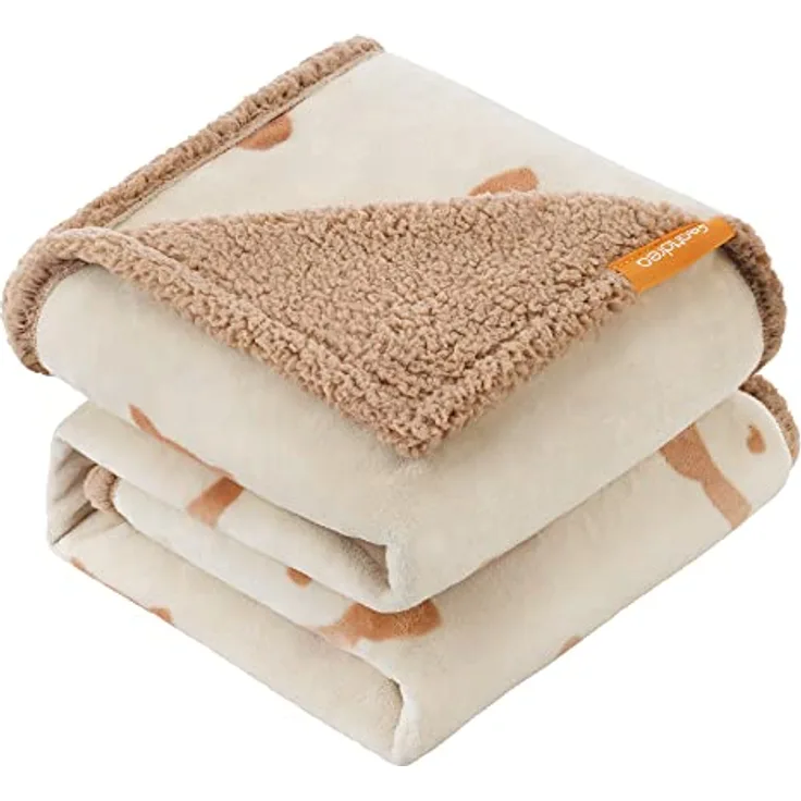 Feandrea wasserdichte Hundedecke, Sherpa Fleece Haustier Decke für mittelgroße und große Hunde, Katzen, 152 x 127 cm, XL, maschinenwaschbar, beidseitiger Sofabezug-Schutz, beige