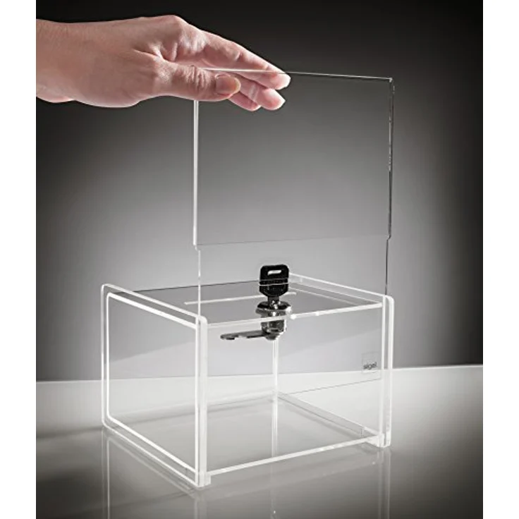 SIGEL VA151 abschließbare Spendenbox / Losbox, Acryl, 15 x 15 x 21,2 cm – Bild 4