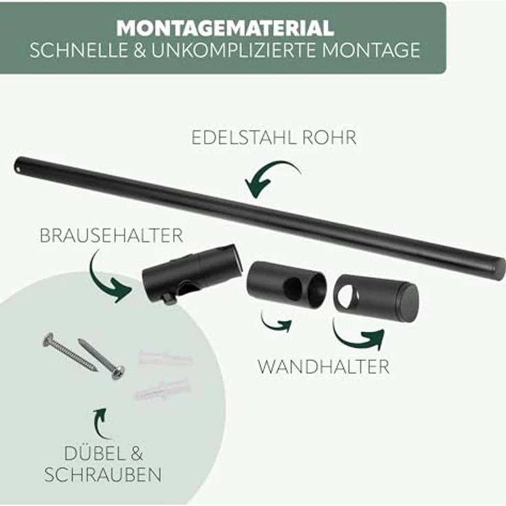 bremermann Brausegarnitur Brausestange Edelstahl 71,5 cm – inkl. Konus-Brausegleiter, Schwarz – Bild 5